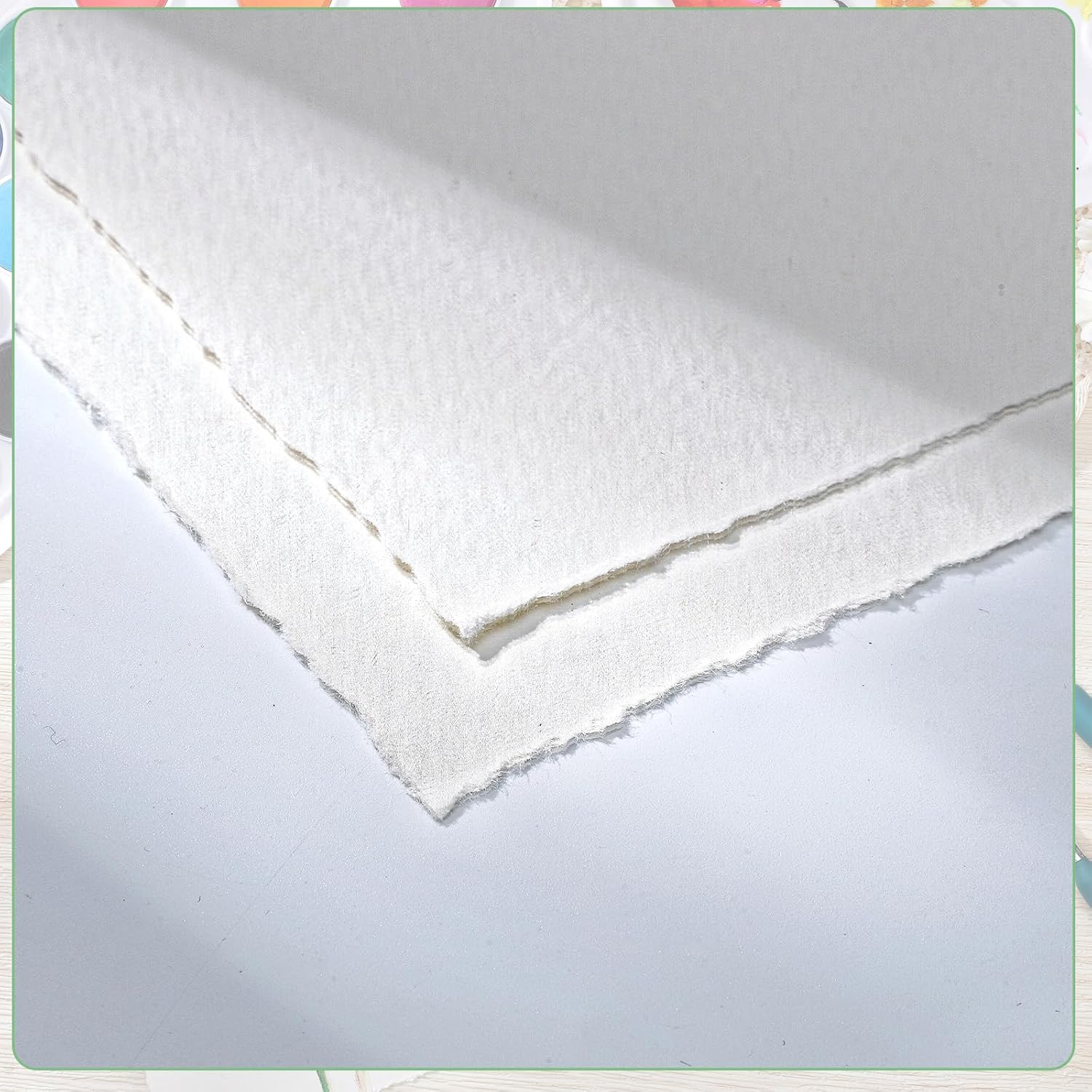 50 Sheets Deckled Edge Paper 4 x 6inch. 160 GSM Handmade Paper Rough/Textured Watercolor Paper for Wedding Invitations. Cards. Crafts - Image 3