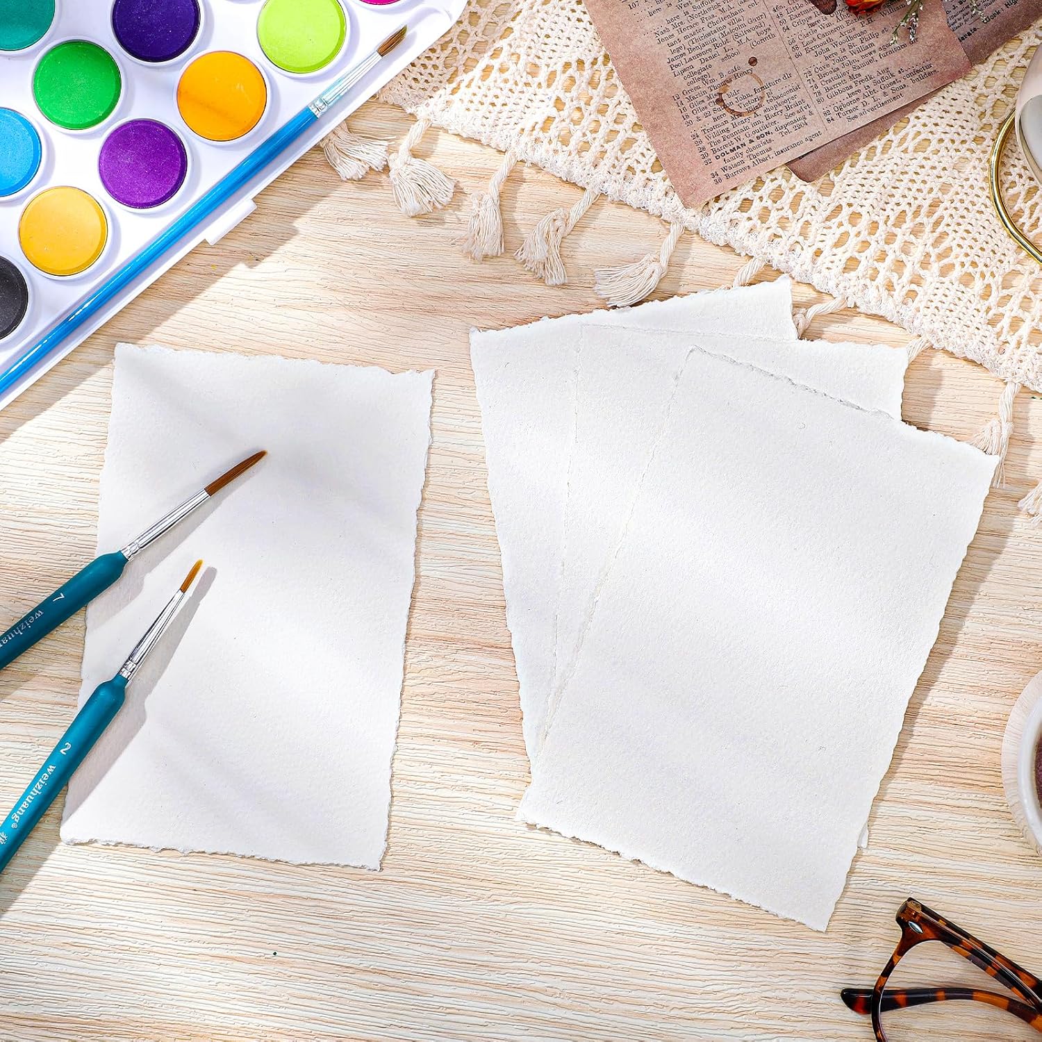 50 Sheets Deckled Edge Paper 4 x 6inch. 160 GSM Handmade Paper Rough/Textured Watercolor Paper for Wedding Invitations. Cards. Crafts - Image 4